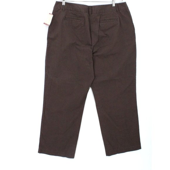 Convington Pants Womens Brown Casual Signature Fit Cotton Flat Front Size 18 NWT - Picture 6 of 8